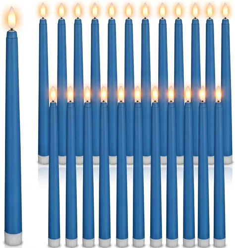 Miniatura 15 de Macarrie 24 Paquetes de Velas Cónicas Sin Llama Operadas con Batería Falsas de 11 Pulgadas de Largo Luz de Vela LED Sin Llama Parpadeantes Cónicas