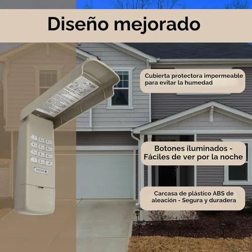 Miniatura 4 de Teclado de abridor de puerta de garaje para abridores liftmaster Chamberlain Craftsman producidos desde 1993, teclado inalámbrico de entrada sin