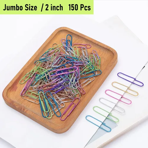 Miniatura 4 de Clips de papel jumbo, 150 clips de papel grandes de 2 pulgadas, clips de colores surtidos para papeleo, oficina, escuela y uso personal