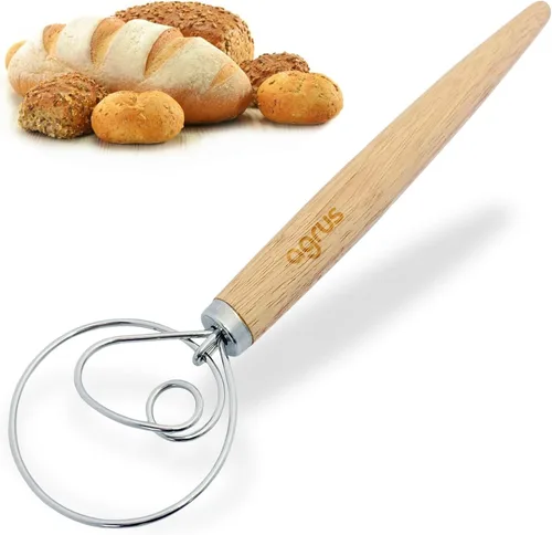 Batidor de masa danés, herramientas para hacer pan, gancho de masa danés, batidora de masa de pan a mano, batidor de masa de pan para pastelería,