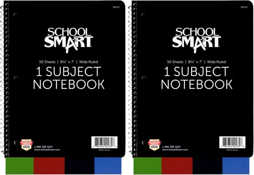 Miniatura 10 de School Smart 085317 Cuaderno de rayas anchas de 1 materia no perforado en espiral, 8-1/2 x 7 pulgadas (surtido)