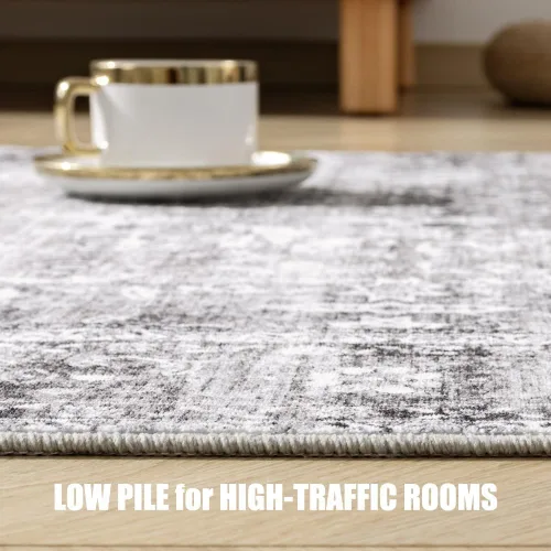Miniatura 55 de Syalife 4x6 Alfombra Lavable para Área, Ultra Suave Antideslizante, Pila Baja, Alfombra Vintage Resistente a Manchas para Sala de Estar, Alfombra