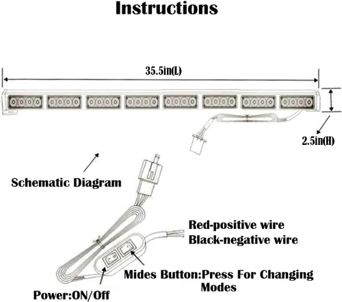 Miniatura 8 de Luces estroboscópicas LED de 36 pulgadas, amarillas, intermitentes, advertencia de seguridad, barra de luz estroboscópica de emergencia, precaución