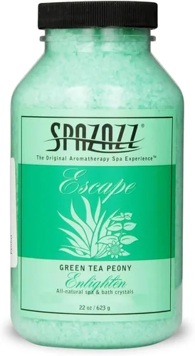 Spazazz Cristales de aromaterapia para bañera de hidromasaje, peonía de té verde de 22 onzas, paquete de 2 unidades, aromaterapia para bañera de