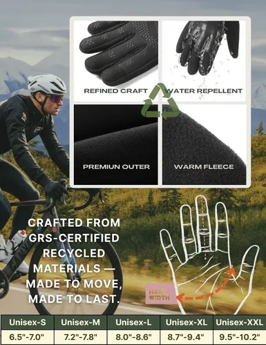 Miniatura 6 de Guantes de invierno para mujeres y hombres, para clima frío, pantalla táctil, guantes de 3 capas para correr, ciclismo, senderismo, conducción