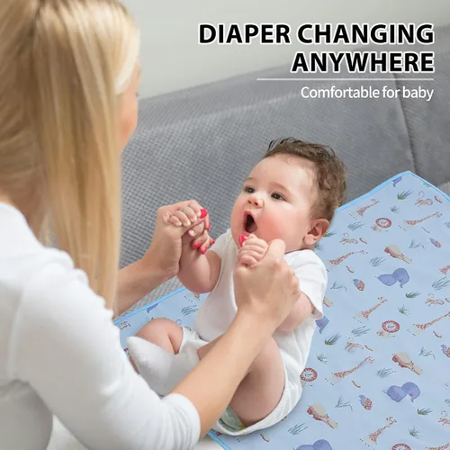 Miniatura 4 de Cambiador de bebé de cuero vegano - Cambiador portátil lavable, cambiador de viaje plegable para bebé, regalos de ducha para recién nacidos y niños