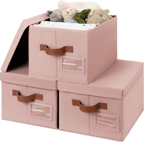 Miniatura 11 de GRANNY SAYS Cajas de tela con tapas, contenedores de almacenamiento con asas, contenedores de estante para organizar, cajas de almacenamiento extra