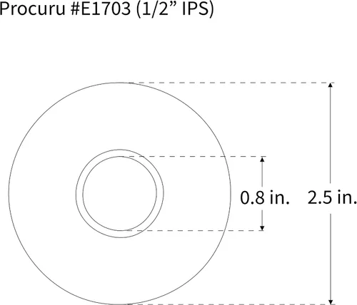 Miniatura 2 de PROCURU Cubierta de tubo de pared IPS E1703 de 1/2 pulgada, acero cromado con SureGrip, nueva instalación de trabajo, para hierro de 1/2 pulgada