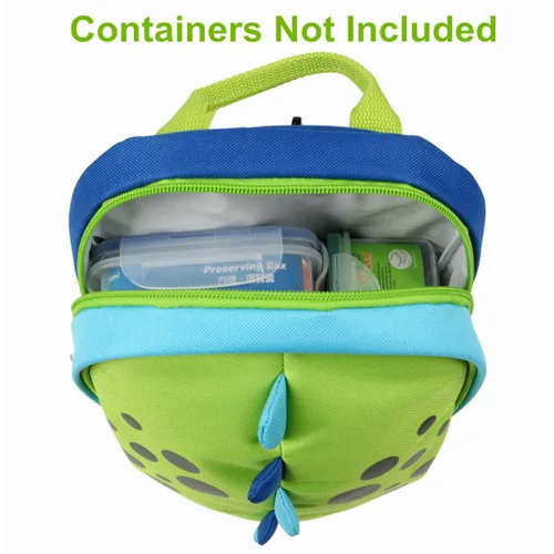 Miniatura 5 de Yodo, Bolsa para almuerzo aislada y mochila preescolar infantil, con correa de arnés de seguridad para niños o niñas, Dinosaur
