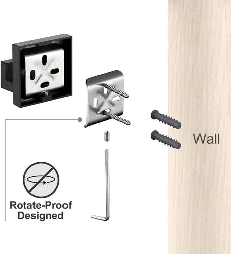 Miniatura 5 de BAGNOLUX Juego de 4 accesorios de baño negro mate, juego de 4 piezas, toallero de baño de acero inoxidable, toalleros negros para baño montado