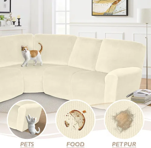 Miniatura 698 de Arfntevss Fundas de sofá seccional reclinable de terciopelo, Funda de sofá seccional de esquina para sofá reclinable, Funda elástica suave