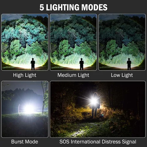 Miniatura 6 de Lylting Linternas Recargables Altos Lúmenes, 4 Pack 99,000 Lúmenes Linternas LED con Batería de 5000mAh, Linternas Multifuncionales Impermeables
