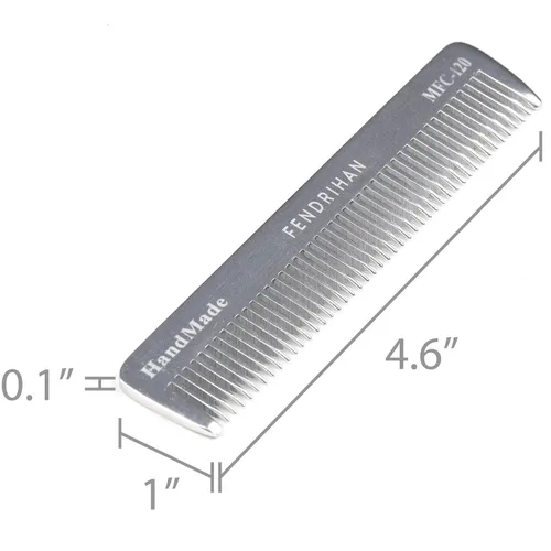 Miniatura 2 de Fendrihan Pequeño peine de aseo de bolsillo de peluquería de dientes finos de metal resistente de 4.6 pulgadas Gris plateado y gris.