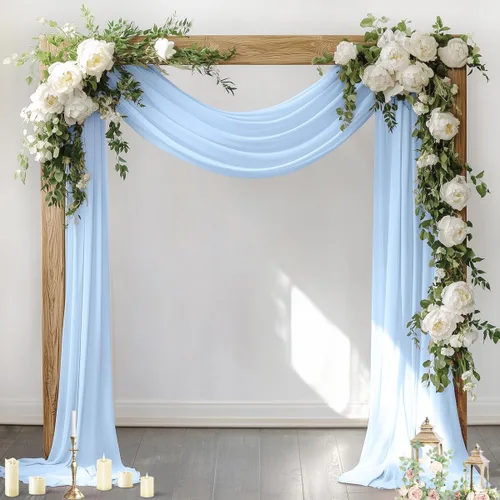 Socomi 2 paneles de tela para arco de boda, 29 pulgadas x 19 pies, cortinas de gasa transparente azul bebé, 6 yardas para decoración de boda,