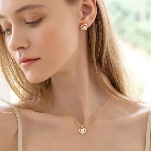 Miniatura 4 de CDE Collares de corazón para mujer, plata esterlina 925, dije de piedra natal, aniversario, cumpleaños, Navidad, día de San Valentín, joyería