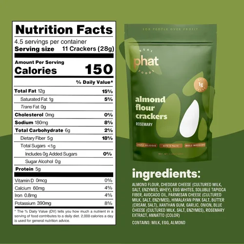 Miniatura 2 de Real Phat Foods - Galletas de harina de almendras y romero - Galletas keto bajas en carbohidratos y sin gluten - Paquete de 3 (romero)