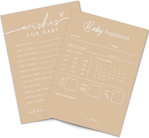 Miniatura 10 de Whaline 50 hojas de predicciones y consejos para baby shower, tarjetas de actividades para juegos de fiesta, nuevo libro de consejos para padres