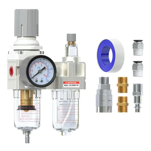 Miniatura 12 de AIRZOE 1" NPT Regulador de Filtro de Aire Comprimido Lubricador Combo, Separador de Agua para Compresor de Aire AC5010-10, Elemento de Latón de 5