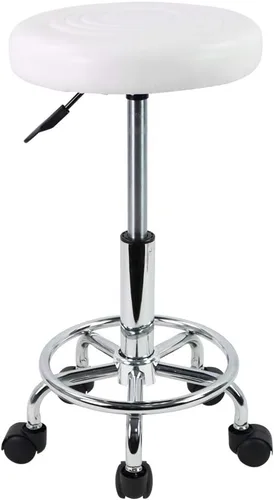 Miniatura 8 de KKTONER Taburete redondo moderno de piel sintética con reposapiés, altura ajustable, spa, sala de dibujo, tatuaje, trabajo, masaje, silla de tareas