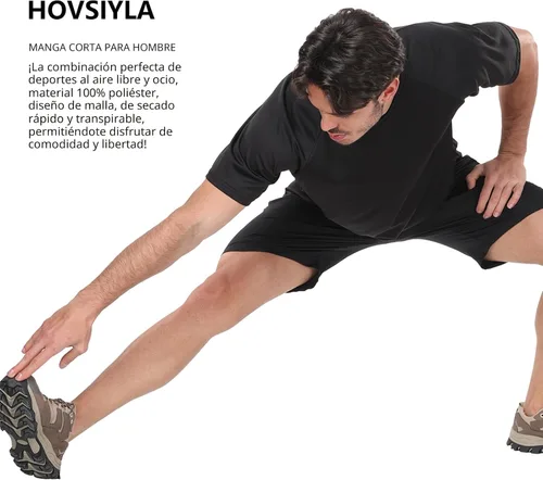 Miniatura 4 de HovSiyla - Paquete de 1/5 camisetas para correr de hombre, tops deportivos, ajustados, para gimnasio, transpirables, con tecnología de absorción