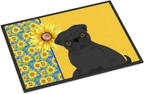 Miniatura 367 de Caroline's Treasures WDK5313MAT Airedale Terrier - Tapete para puerta delantera de 18 x 27 pulgadas, diseño de girasoles de verano, para entrada