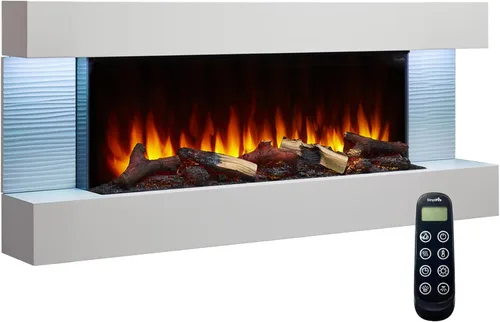 Miniatura 7 de SimpliFire Format Chimenea eléctrica de montaje en pared de 36 pulgadas con repisa flotante de 43 pulgadas (SF-FORMAT36-SF-FM43-WH)