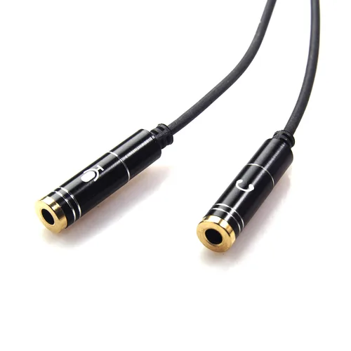 Miniatura 8 de REXUS Paquete de 2 cables de audio estéreo con divisor en Y de 0.138 pulgadas, 4 polos macho a 2 hembras para auriculares, adaptador divisor