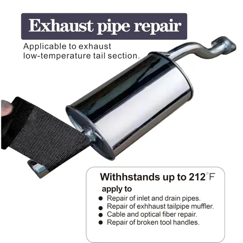 Miniatura 2 de Kit de reparación de fibra de vidrio para tubo de escape automotriz, envoltura de reparación 4" X 15 pies (1 rollo)