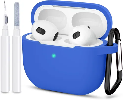 Miniatura 17 de Compatible con AirPods 3, funda protectora de silicona para AirPods de tercera generación 2021, carga inalámbrica, azul oscuro