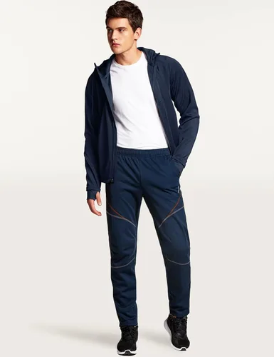 Miniatura 4 de TSLA Pantalones de ciclismo térmicos resistentes al viento para hombre, con forro polar, pantalones de ciclismo para exteriores, pantalones
