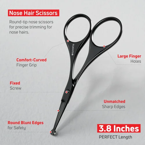 Miniatura 5 de Suvorna Juego de barba y bigote prémium con tijeras de barba para hombres, maquinilla de afeitar recta con cuchillas, tijeras faciales