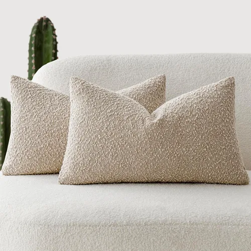 Miniatura 59 de Foindtower - Juego de 2 fundas decorativas de textura de bucle, fundas de almohada acentuadas, fundas de cojín sólidas, neutrales, para sofá, silla