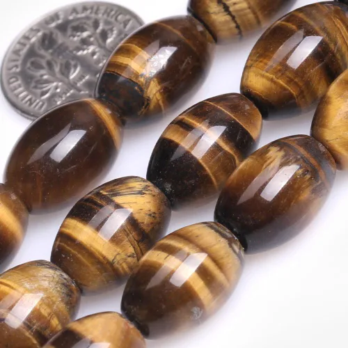 GEM-insid - Cuentas sueltas de ojo de tigre, cuentas sueltas de energía natural para hacer joyas, 0.394 x 0.551 in, Olivary de 15 pulgadas