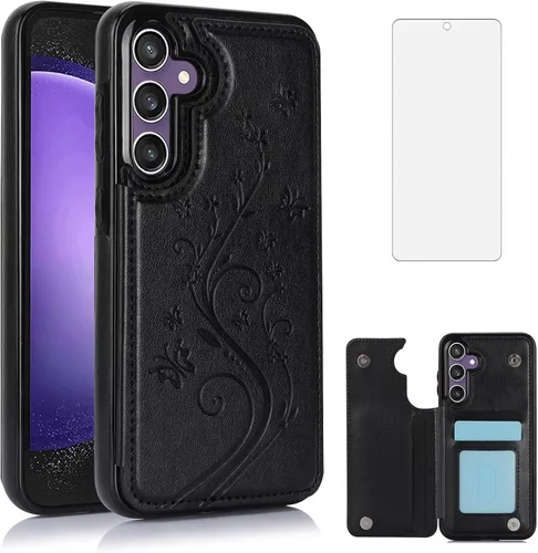 Miniatura 10 de Asuwish Funda de teléfono para Samsung Galaxy S23 FE 5G con protector de pantalla de vidrio templado y tarjetero con soporte para tarjetero, soporte