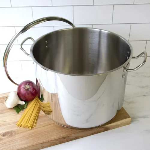 Miniatura 5 de Camerons Olla de 20 cuartos de galón con tapa, olla de acero inoxidable de tres capas de grado profesional 18/10 – Olla de grado comercial