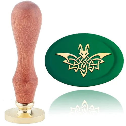 CRASPIRE Sello de cera de murciélago para Halloween, sello de cera de sellado de nudo celta, ovalado, retro, vintage, cabeza de sello de latón