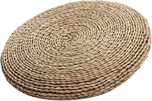 UPKOCH Cojín redondo de tejido de paja hecho a mano tatami para yoga, meditación, relleno, cómoda almohada de piso para sala de estar, uso en