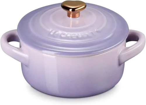 Miniatura 10 de Le Creuset Gres Mini Cocotte Redondo, 8oz., Peche con Perilla de Corazón Oro