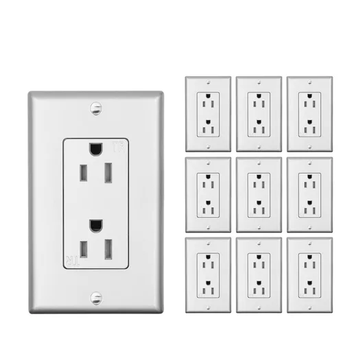 Miniatura 26 de Micmi Toma de corriente decorativa de 15 A, resistente a manipulaciones, toma de corriente eléctrica decorativa, 15 amperios, 125 voltios, conexión