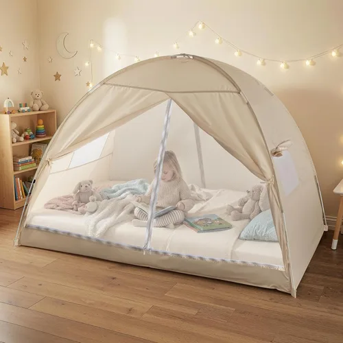 Miniatura 11 de Alvantor® Starlight Toldo para cama de ensueño, tienda de juegos para niños, espacio de privacidad, tamaño individual, para dormir en interiores