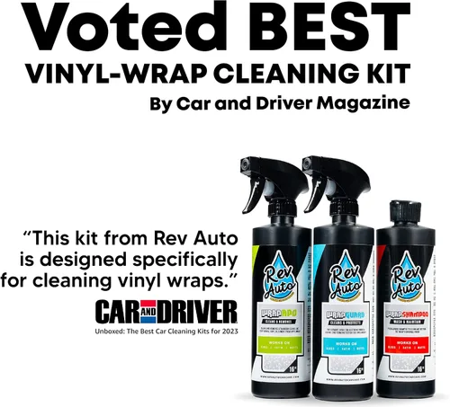 Miniatura 5 de Kit de limpieza de envoltura de vinilo Rev Auto – Juego de 3 artículos incluye detaller de envoltura, champú y removedor de manchas ligeras Hecho