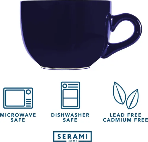 Miniatura 5 de Serami Taza de café de cerámica de gran tamaño con asa, taza de café grande de 22 onzas, perfecta para café con leche, capuchino, sopa, cereales