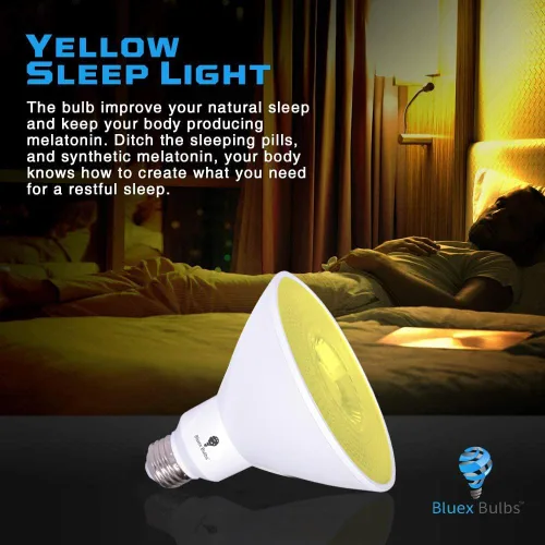 Miniatura 3 de Paquete de 4 bombillas LED PAR38 amarillas ámbar para exteriores, luz de inundación LED para exteriores, 17W (equivalente a 120 vatios), regulables
