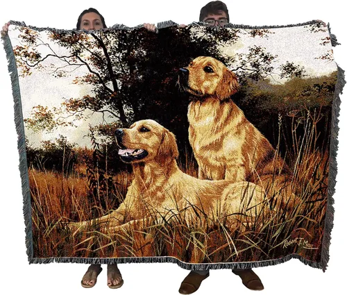 Miniatura 17 de Pure Country Weavers Golden Retriever - Manta tejida personalizada azul BG por Robert May - Manta de tapiz de algodón, fabricada en los Estados