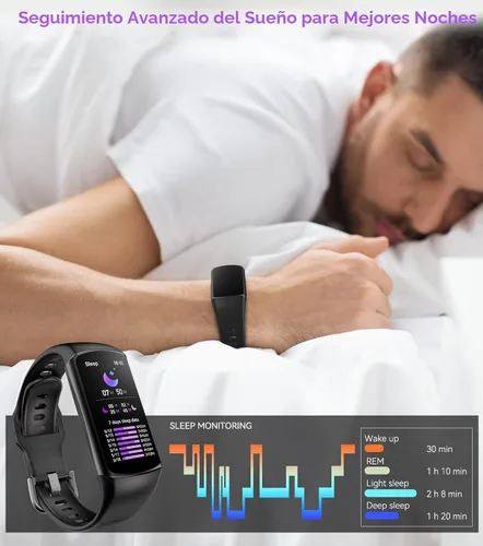 Miniatura 7 de Reloj inteligente Monitor de actividad física con monitor de frecuencia cardíaca 24/7, oxígeno en sangre, presión arterial, seguimiento del sueño