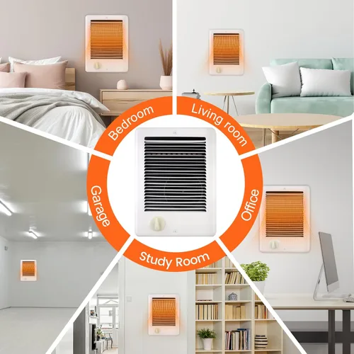 Miniatura 5 de Calentador de pared eléctrico mejorado con termostato (modelo: CSC151TW, Parte: 67509), 5120 BTU, 120 voltios, 1500 vatios, blanco