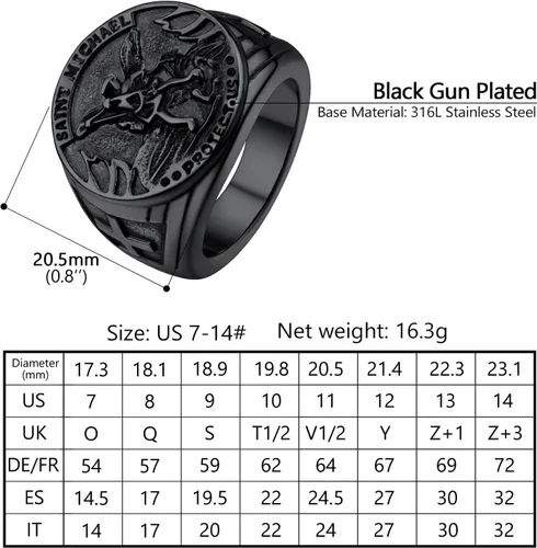 Miniatura 6 de PROSTEEL Anillo de San Miguel, anillo de San Cristóbal, el gran arcángel protector derrotando a Satanás, anillo de amuleto de acero inoxidable