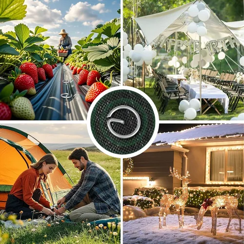 Miniatura 7 de Landscaple - 30 grapas de tela galvanizada en forma de G + 30 grapas de jardín en forma de U con mazo de goma, estacas de tierra para césped