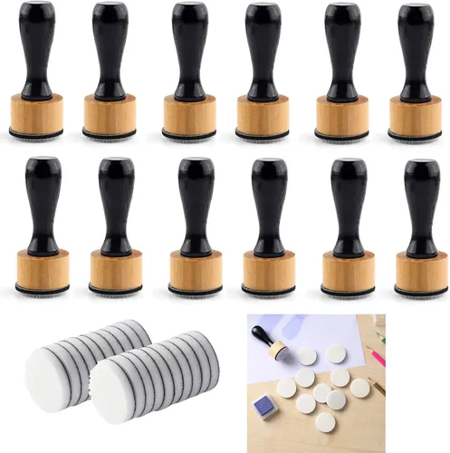 Miniatura 20 de Mini pinceles de mezcla de tinta, herramientas de 2 asas con 42 recambios de espumas redondas de repuesto y 20 cajas de almacenamiento de plástico