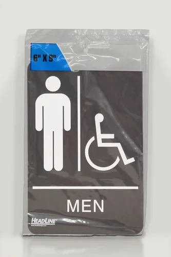 Miniatura 9 de Headline Letrero con texto en inglés "Ada", símbolo táctil accesible para hombres/sillas de ruedas, plástico, 6 x 9, negro/blanco